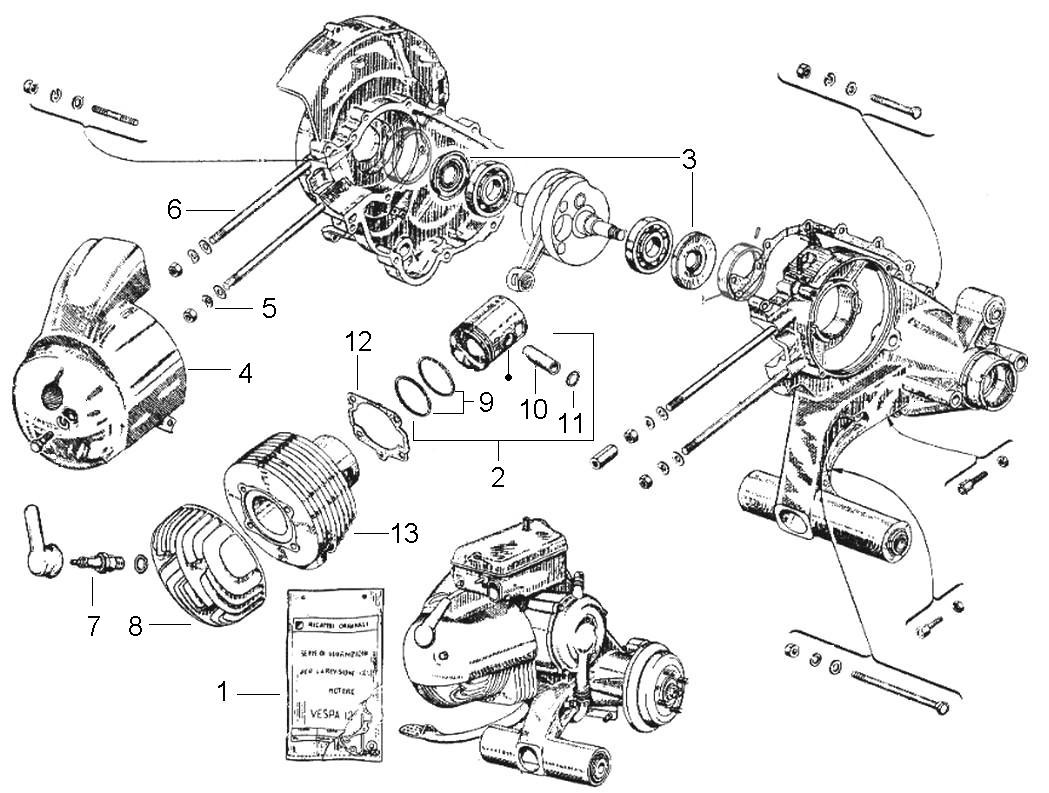 Motor Motor - Vespa Vespa 125 125ccm 2T AC 1961-1962 VNB3T | ORIGINAL  ERSATZTEILE | Piaggio-Vespa Ersatzteile Online Shop