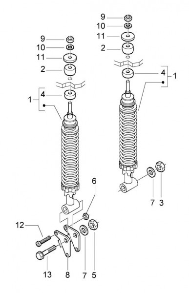 Radaufhängung Stoßdämpfer hinten - Vespa GT 125ccm 4T LC 2005- ZAPM3110000001001